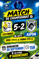 Résultat du match du dimanche 20 septembre 2026 : Equipe Première