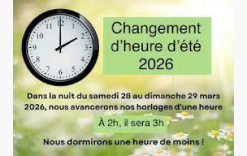 Changement d'heure dans la nuit du 28 au 29 mars 2026