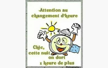 ATTENTION : Changement d'heure dans la nuit du 24 au 25 octobre 2026