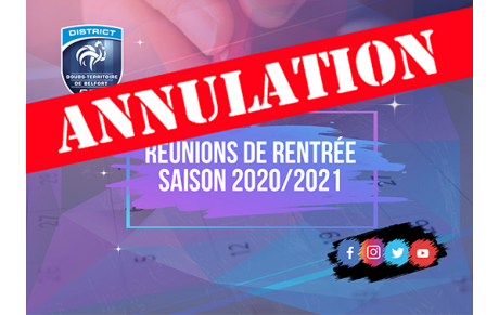 Annulation Réunion de rentrée