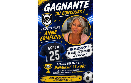 Notre gagnante du concours maillot du Club