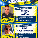 Désignations de nos Arbitres pour les 19 et 20 septembre 2026